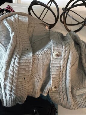 Taylor Swift Light Gray Cable Knit Button Cardigan